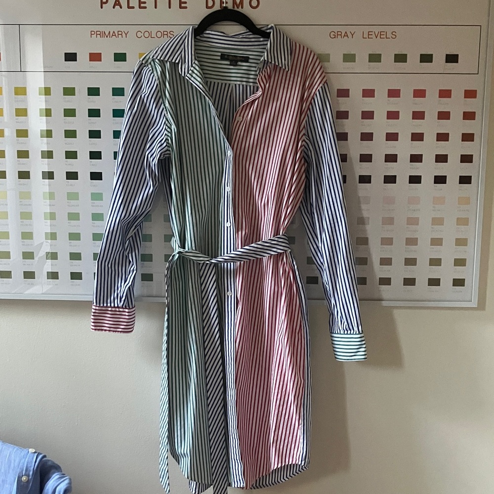 Brooks Brothers Striped Multicolor Shirtdress Sz 8